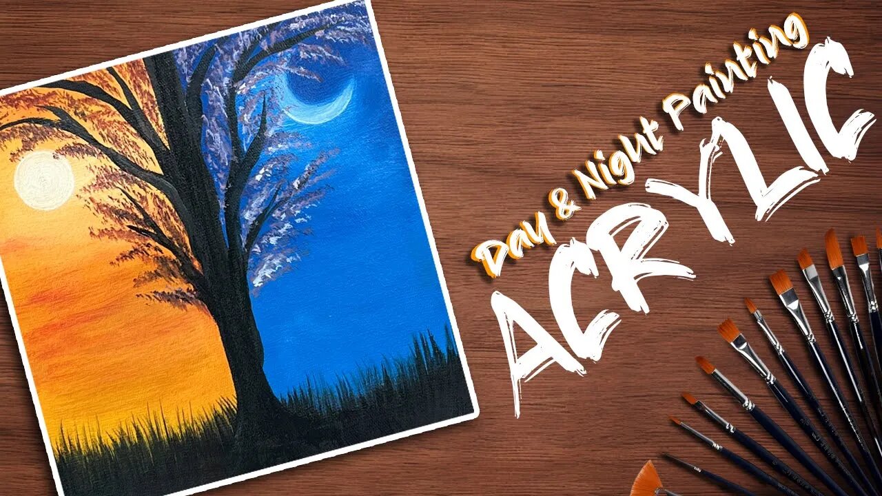 Day and Night Acrylic Painting for Beginners | Step by Step