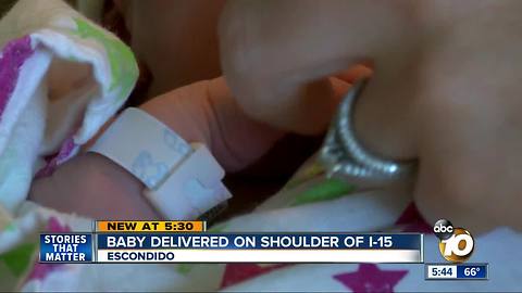 Woman gives birth on side of I-15