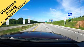 Oklahoma Crossing the line. Driving over the border from Oklahoma into Missouri