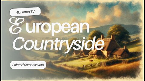 Peaceful Pastoral Village | European Watercolor Sunset | Countryside Cottage Ambiance for 4K TVs