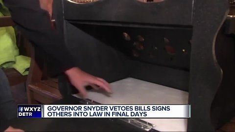 Snyder vetoes, signs bills involving 'baby boxes', cyber bullying, dental therapists