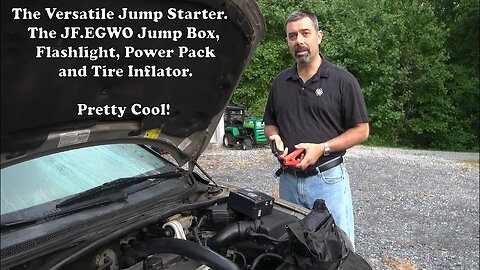 The Versatile Jump Starter. The JF.EGWO 2000 amp Jump Starter, Air Compressor and Flashlight.