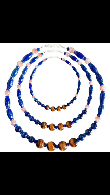 Yellow TigerEye Lapis lazuli Rutilated Quartz and Kyanite gemstone choker Multi Stone Necklace05