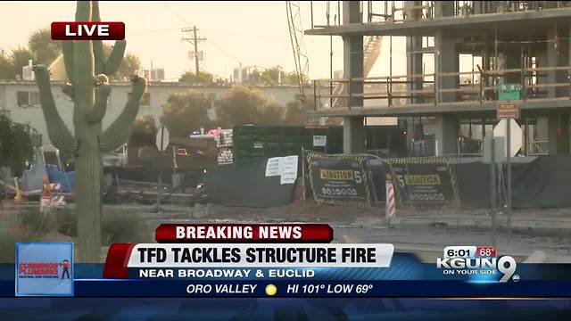 Tucson Fire responding to building fire near Broadway and Euclid