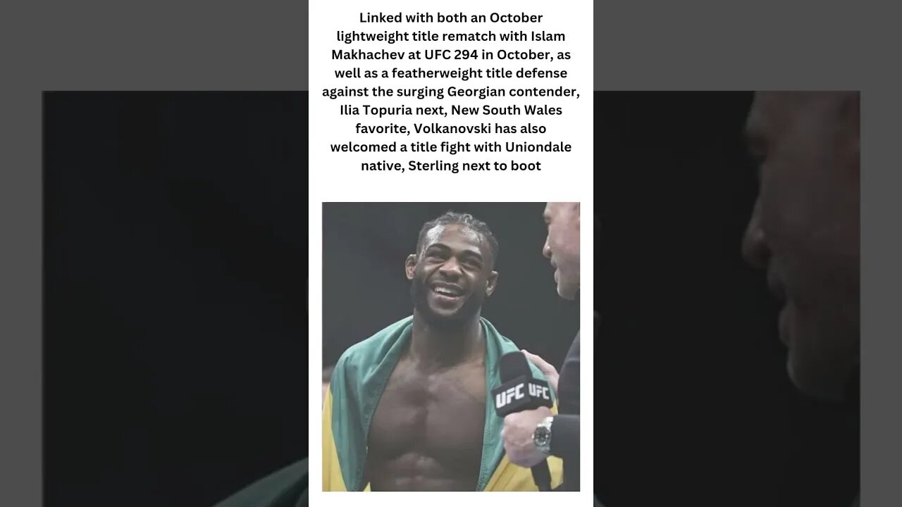 Alexander Volkanovski proposes Aljamain Sterling a title fight following UFC 292 #shorts