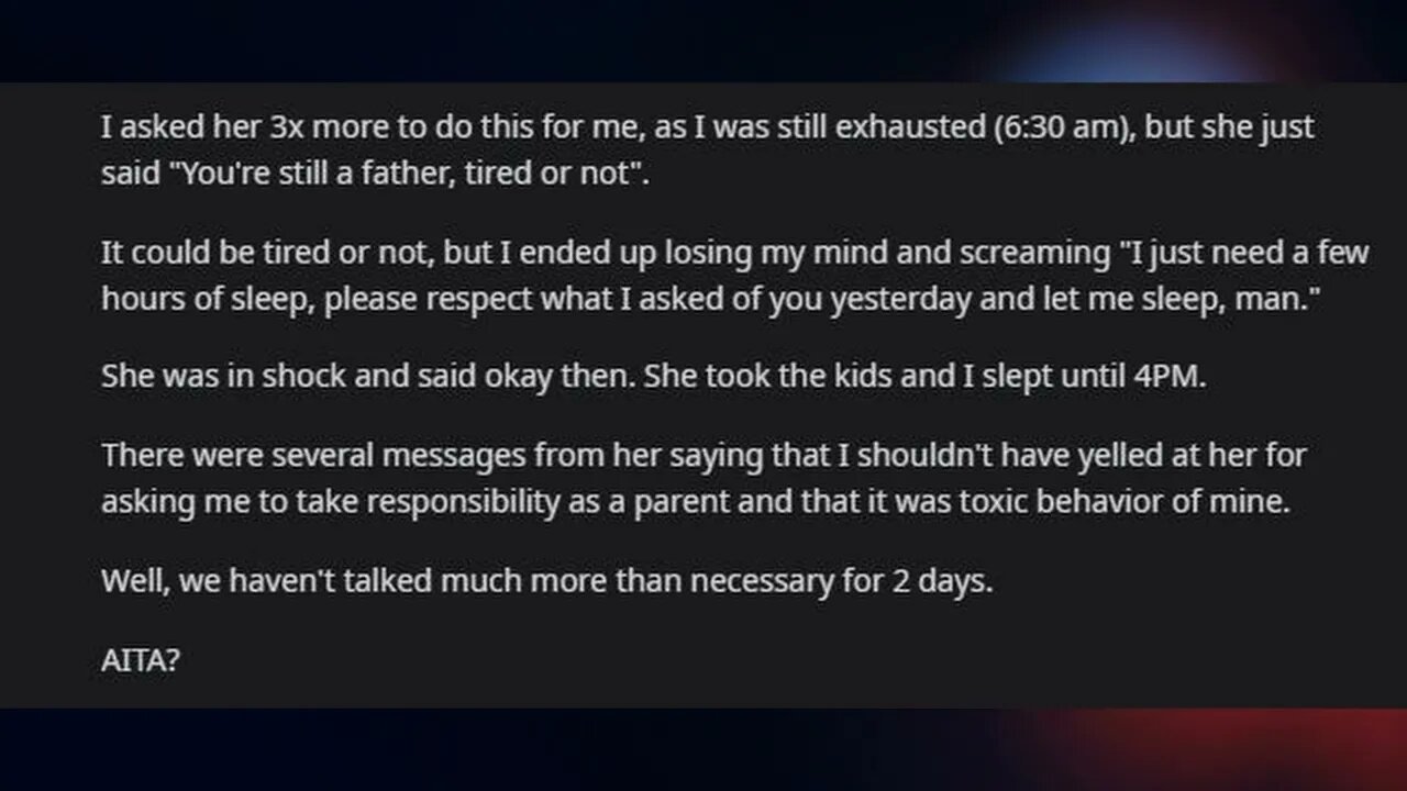 AITA for yelling at my wife after she woke me up to help with the kids.