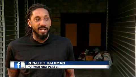 Former NBA player and Tampa resident, Renaldo Balkman collection Puerto Rico donations