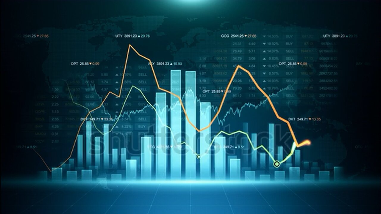 Stock market abstract finance background with motion graph, chart b. Global business analyzing