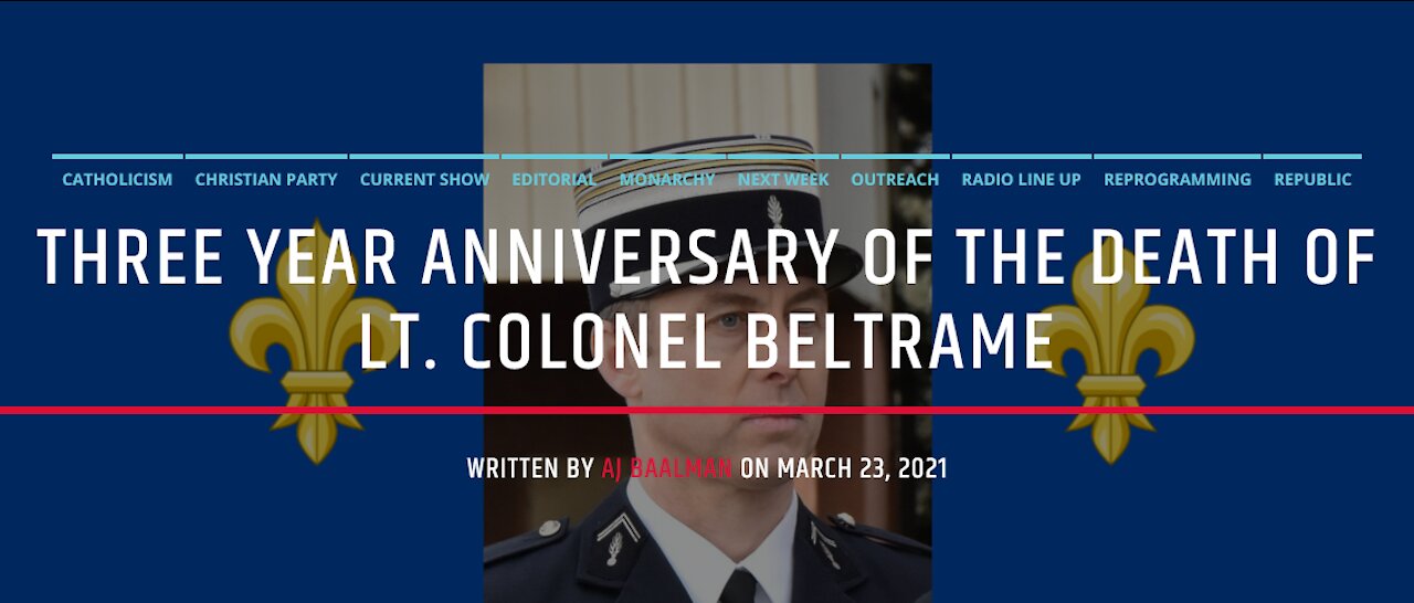 Three Year Anniversary Of The Death Of Lt. Colonel Beltrame