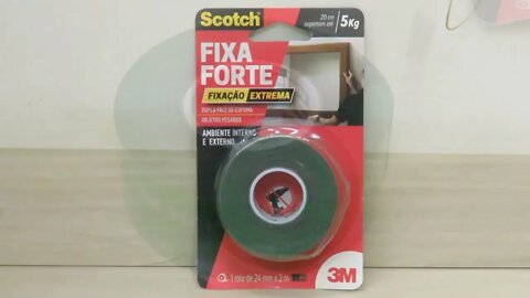 3M, Fixa Forte, Scotch, Fita Dupla Face, Fixação Extrema, 24MM X 2M, Cinza, 24 x 2 M