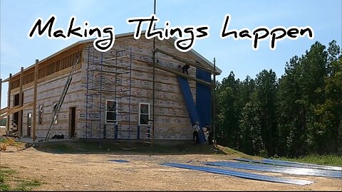 Metal Siding going on the shop build # hedgehogshomestead #Amishbuild ￼