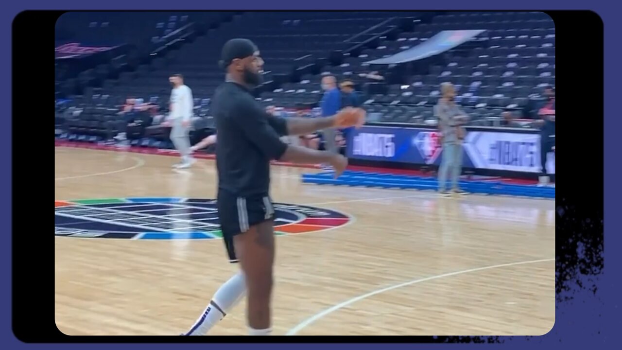 LeBron James is out here warming up to see if he can play with left knee soreness