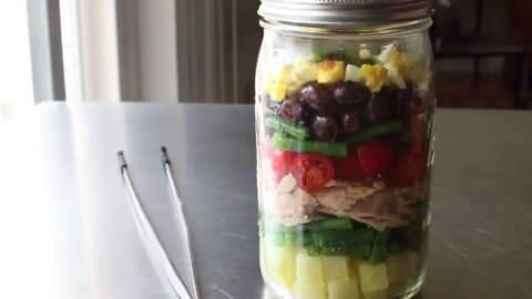 Layered "Norcal" Nicoise Salad - Tuna & Vegetable Salad with Avocado Dressing
