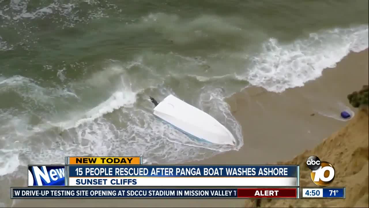 15 people rescued after panga boat washes ashore