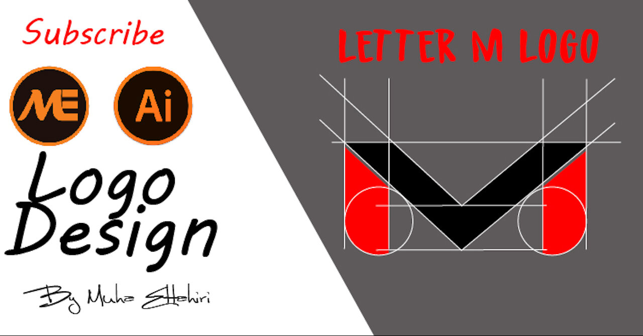 letter M logo design with golden ratio in Adobe illustrator
