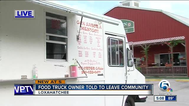 Food truck owner told to leave community