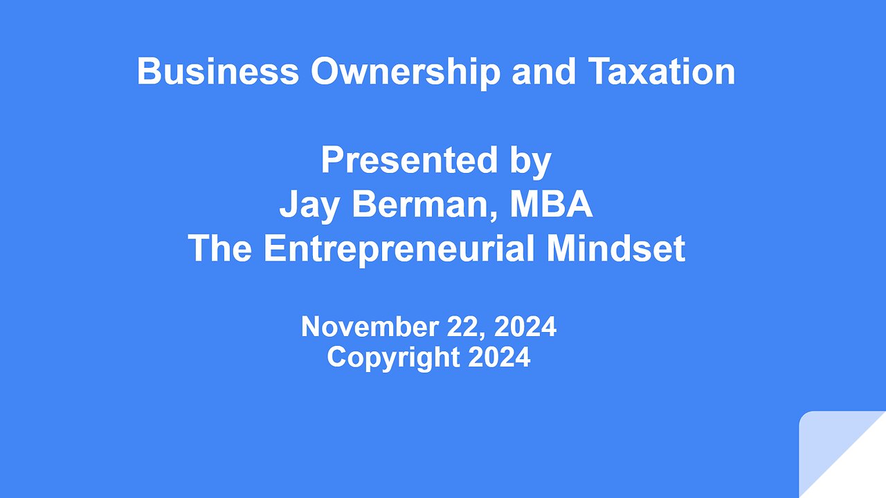 Business Ownership and Taxation