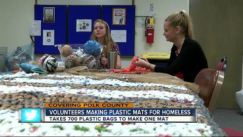 Volunteer Polk makes plastic bag mats for homeless