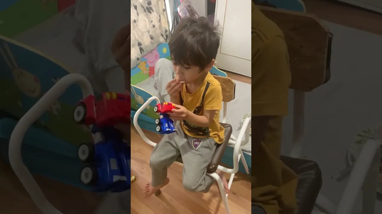 Morning routine of the kiddos-watching and eating in the bed-it’s holidays