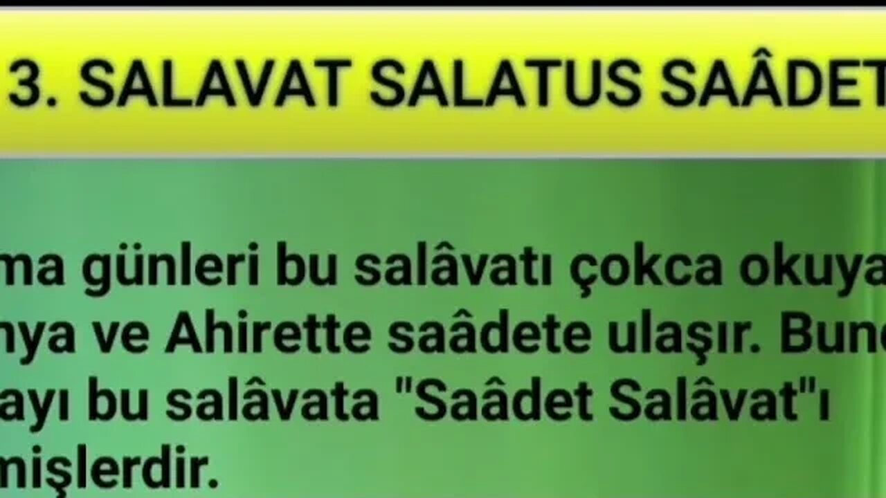 SALAVAT-I ŞERİFELER (3. SALAVAT )