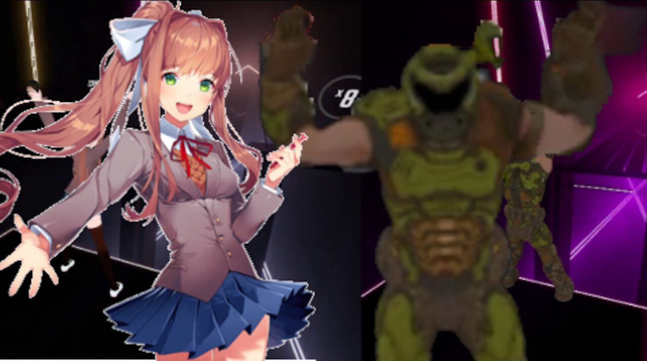 Monika VS Doom Guy Burning Sands Hard Beat Saber!