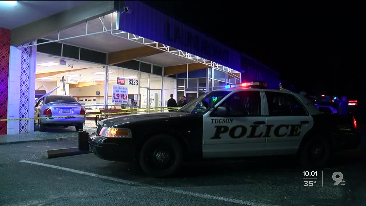 Car crashes into eastside laundromat