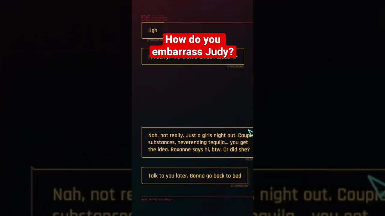 Texting Judy, Out of a sudden she… (Cyberpunk 2077)