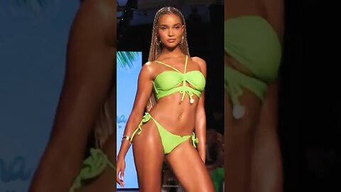 Lime green Luli Fama bikini from 2023 fashion show #miamiswimweek2023 #shiftmodel