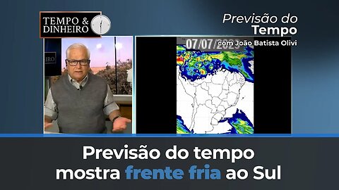 Previsão do tempo mostra frente fria ao Sul e tempo extremamente seco na região central.