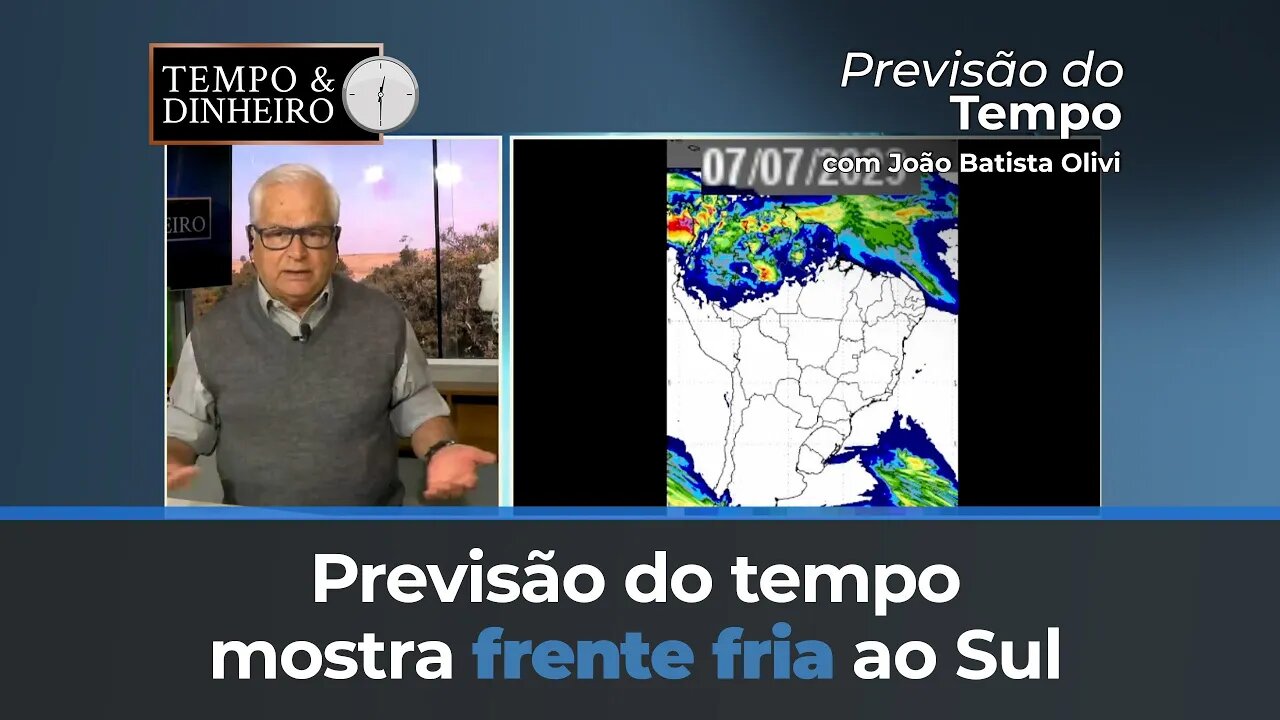 Previsão do tempo mostra frente fria ao Sul e tempo extremamente seco na região central.