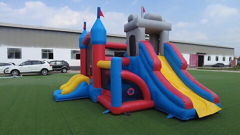 Inflatable Bouncy Castle With Slide #inflatables #inflatable #trampoline #slide #bouncer #catle