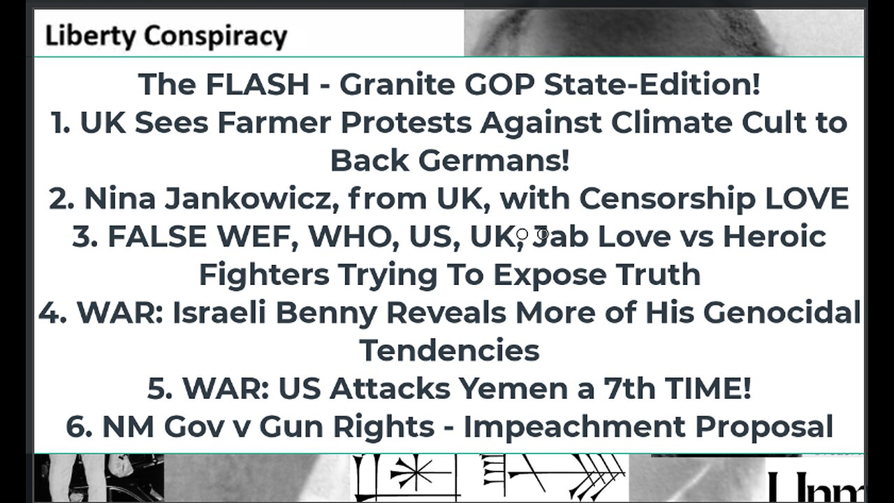 Liberty Conspiracy LIVE 1-22-24! NH Parade, UK Farmers Join German Protest, Israeli Genocidals, Guns