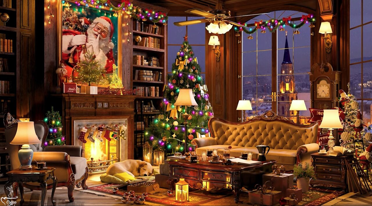 Instrumental Christmas Jazz Music 2024 & Warm Fireplace Sounds 🔥 Cozy Winter Coffee Shop Ambience