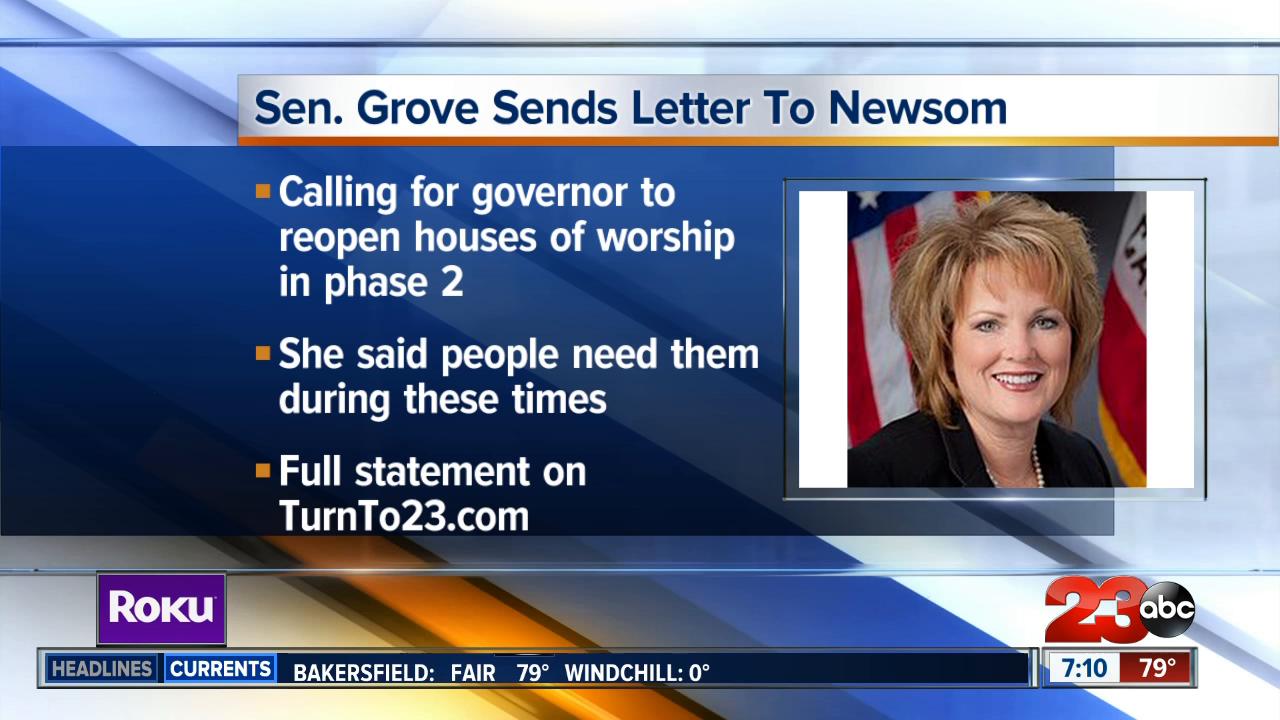 Senator Shannon Grove urges Gov. Newsom to allow houses of worship to reopen as part of Phase 2