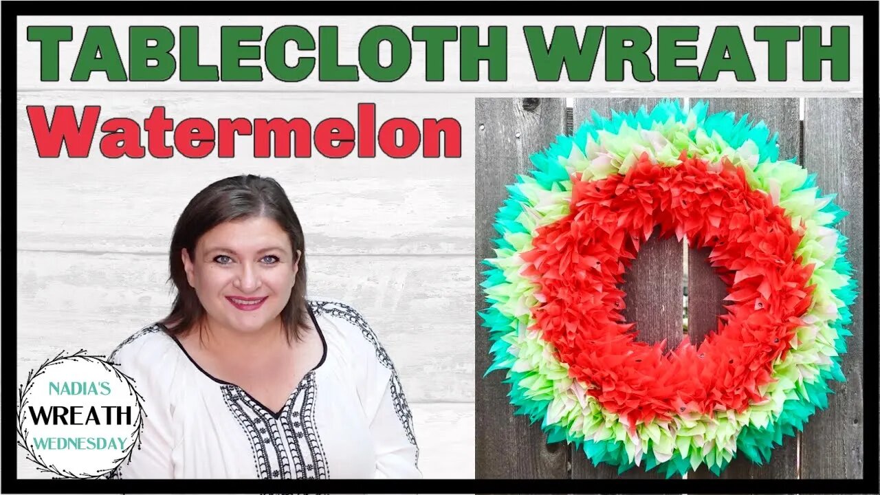 HOW TO MAKE A PLASTIC TABLECLOTH WREATH | WATERMELON WREATH | DOLLAR TREE TABLECLOTH WREATH DIY