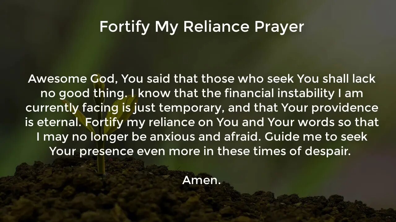 Fortify My Reliance Prayer (Prayer for Financial Stability)