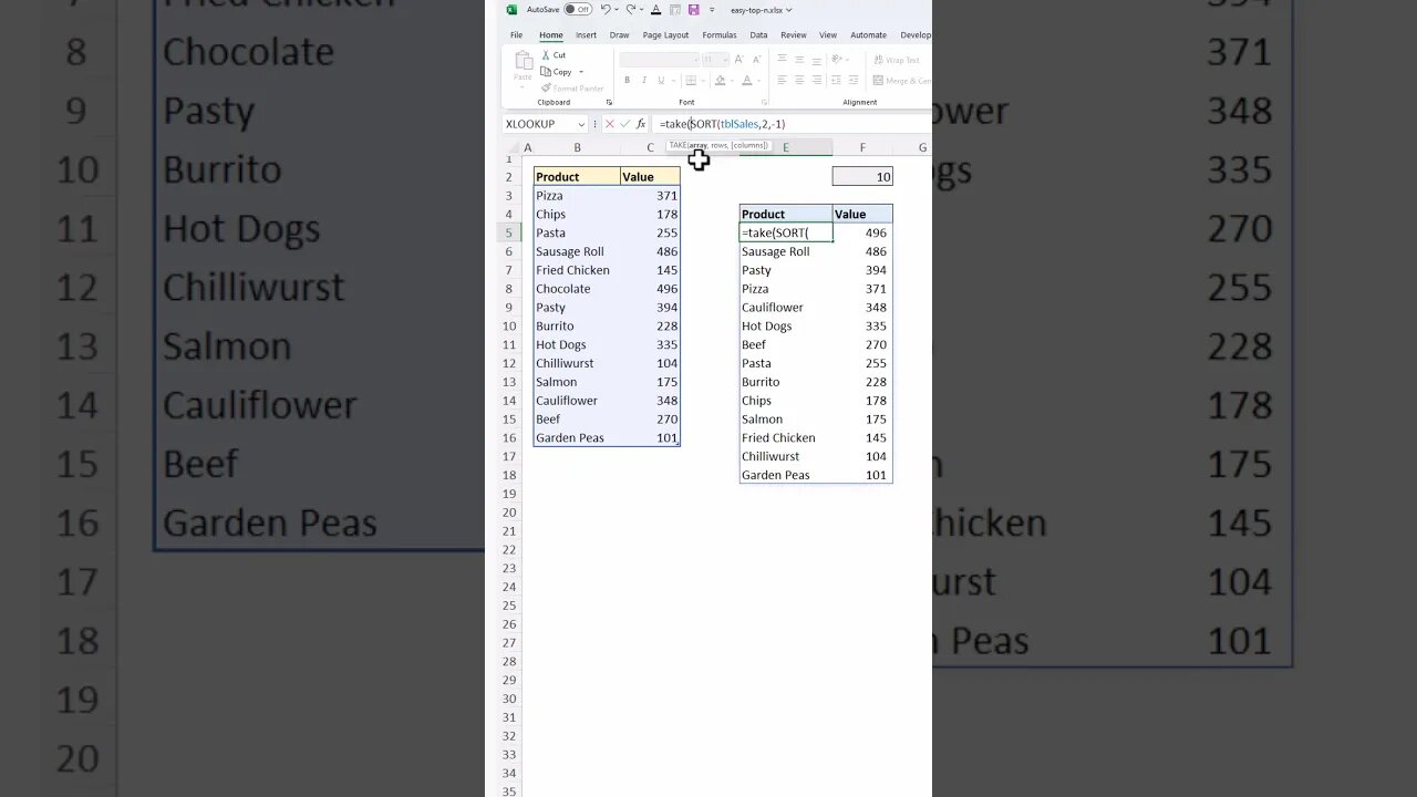 EASIEST Top 10 List in Excel | DYNAMIC and Interactive