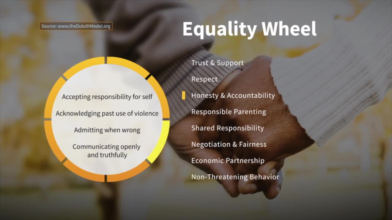 Honesty and Accountability on the Wheel of Equality | Taking Action Against Domestic Violence