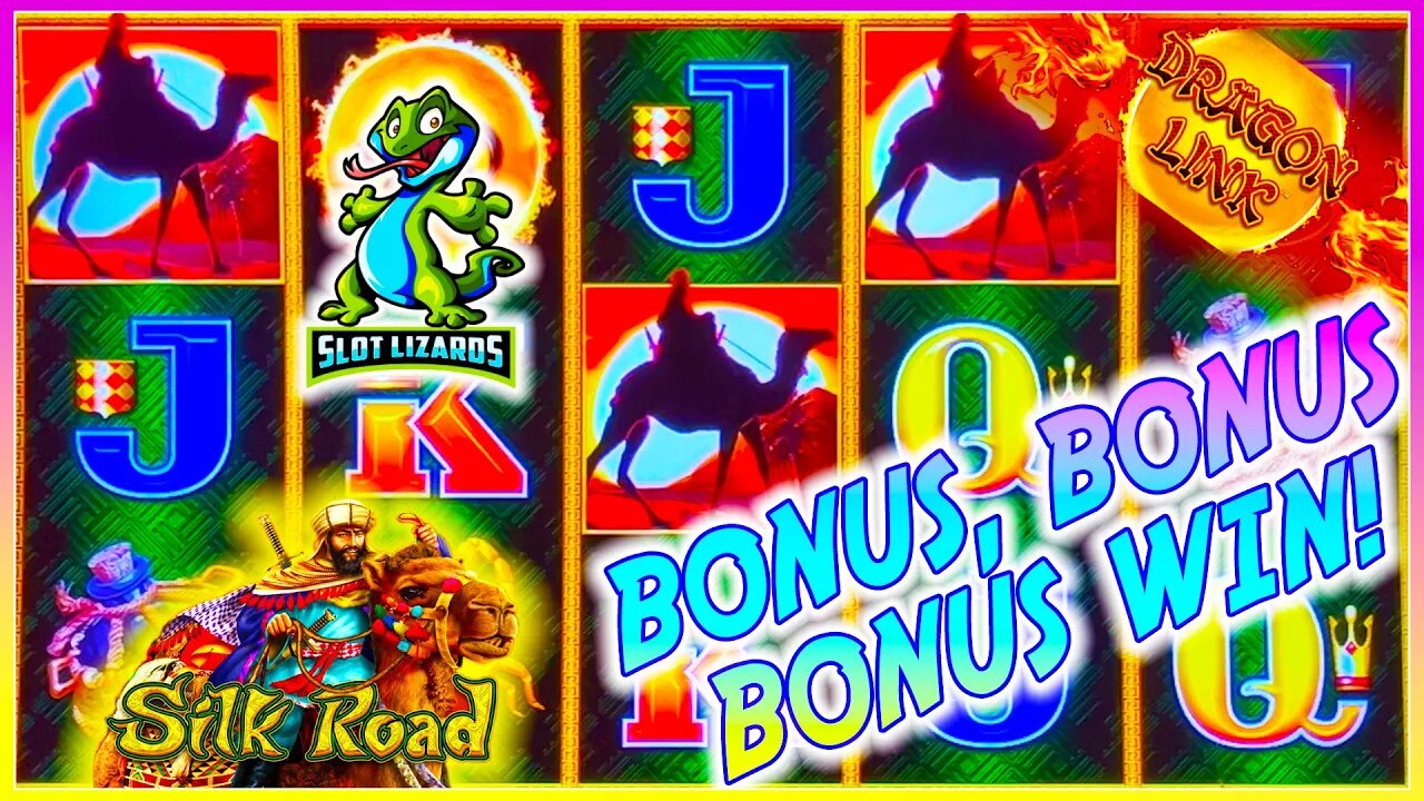 SO MANY BONUSES! HUGE WIN RETRIGGER BONUS! Dragon Link Silk Road Slot