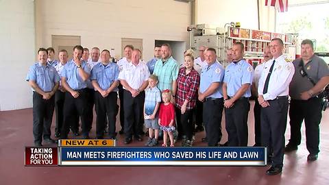 Man surprises Pasco County first responders that saved his life and grass after heart attack