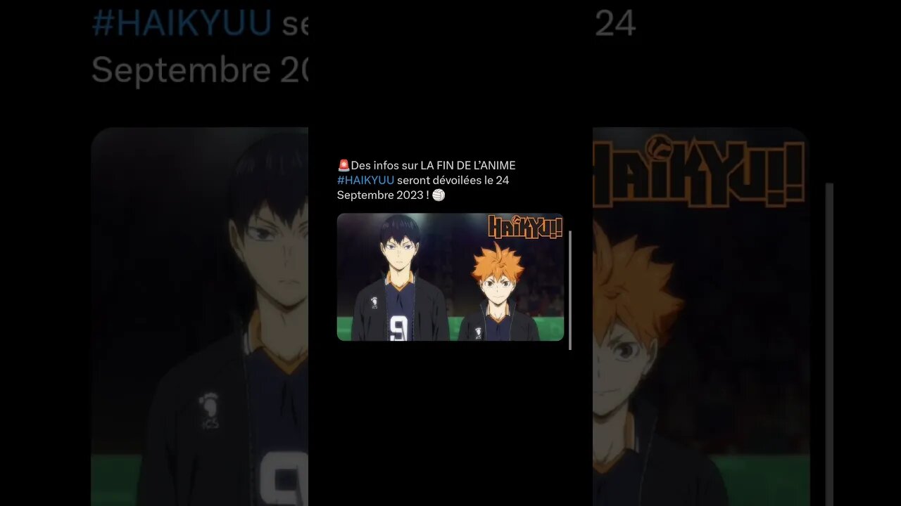 Des infos sur LA FIN DE L’ANIME #HAIKYUU seront dévoilées le 24 Septembre 2023 ! 🏐