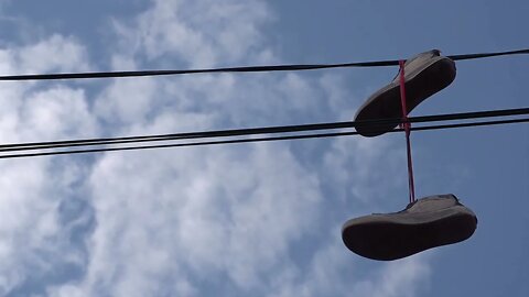 Beachfront B Roll Sneakers on Power Lines Free to Use HD Stock Video Footage