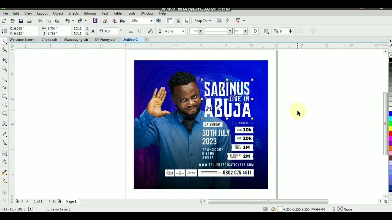 Sabinus Live In Abuja #design #desigamer #coreldraw #graphicdesign #flyer #viral #youtubeshorts