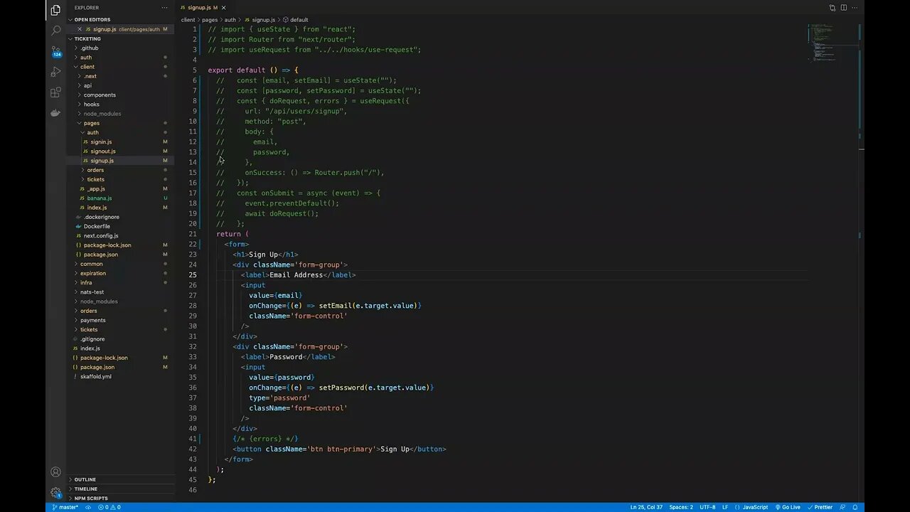 Adding a Sign Up Form in NextJS (217)