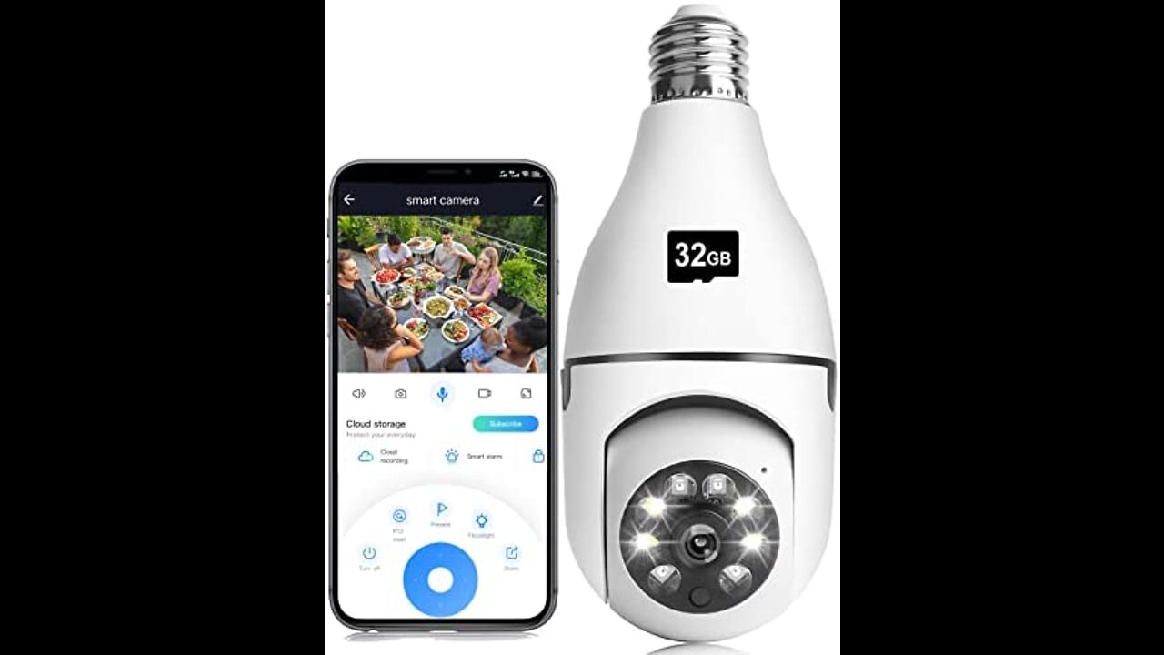 1080P Light Bulb Camera, Wireless 2.4GHz WiFi Home Security Camera