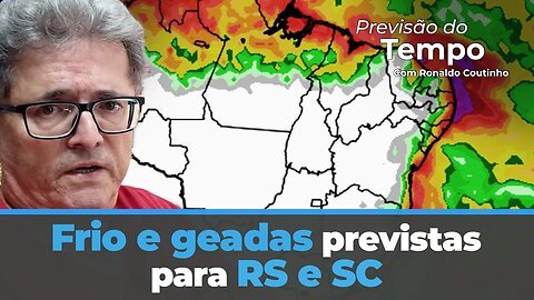 Frio e geadas previstas para RS e SC com chegada de nova massa de ar polar.