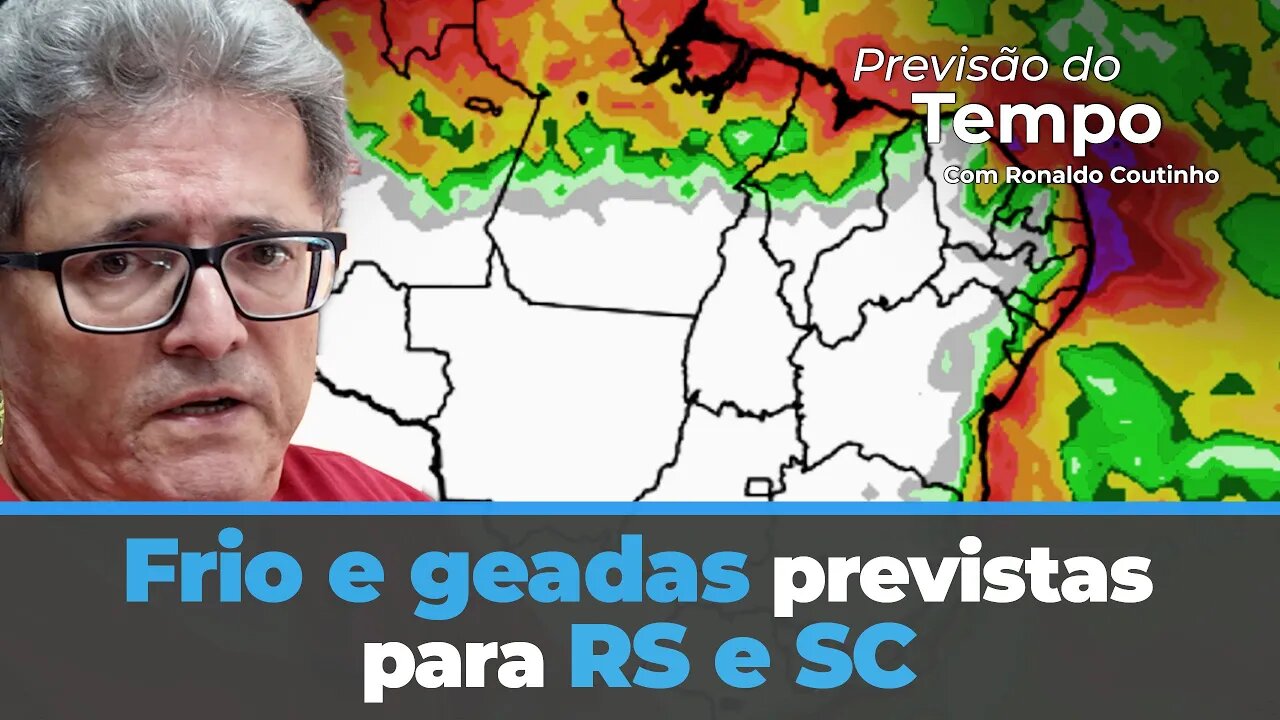 Frio e geadas previstas para RS e SC com chegada de nova massa de ar polar.