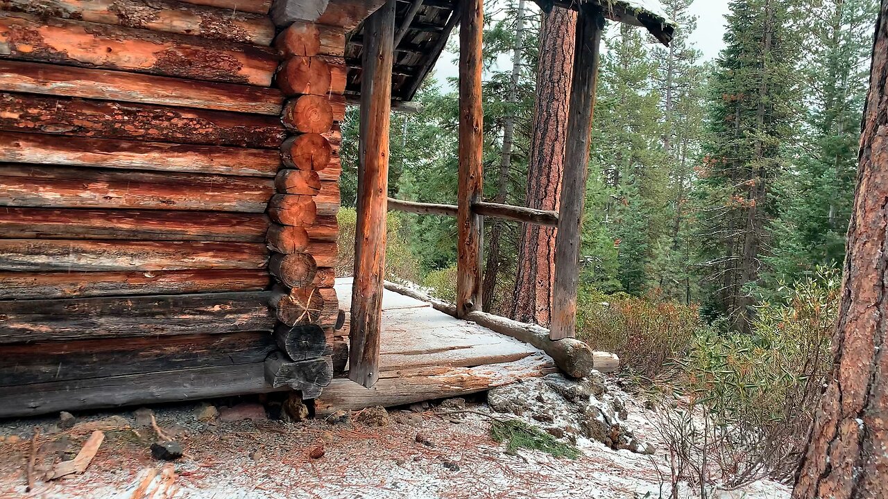 APPROACH & EXPLORING 4K RUSTIC Edison Log Cabin Shelter! | Sno-Park | Deschutes | Central Oregon