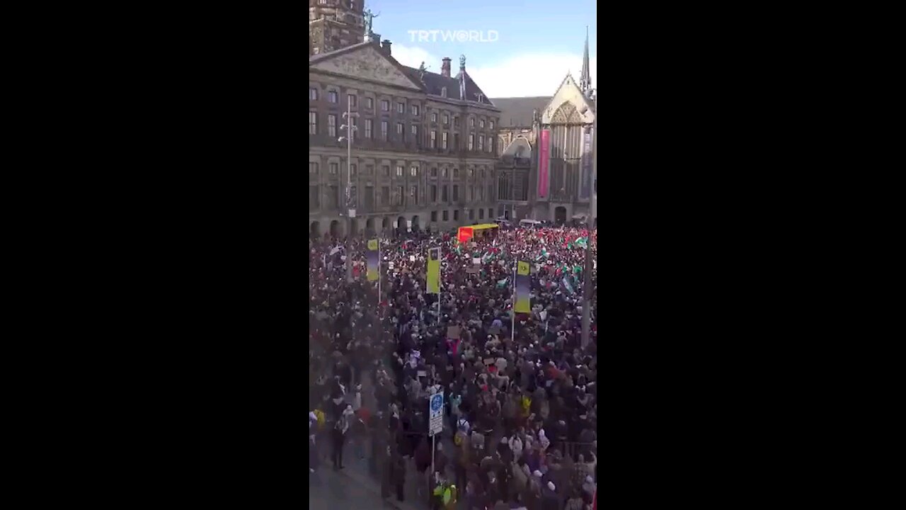 Amsterdam sees large protest for Palestine amid escalating Israeli aggression on Gaza.