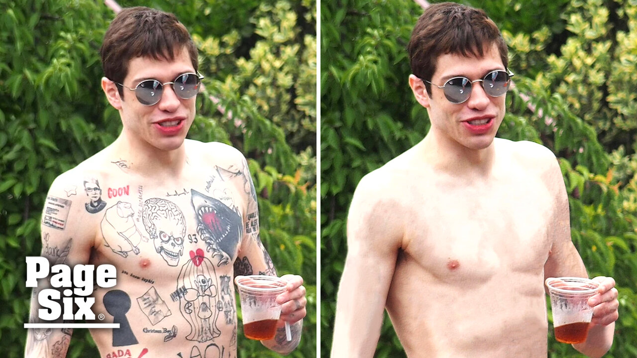 What would Pete Davidson look like without tattoos?